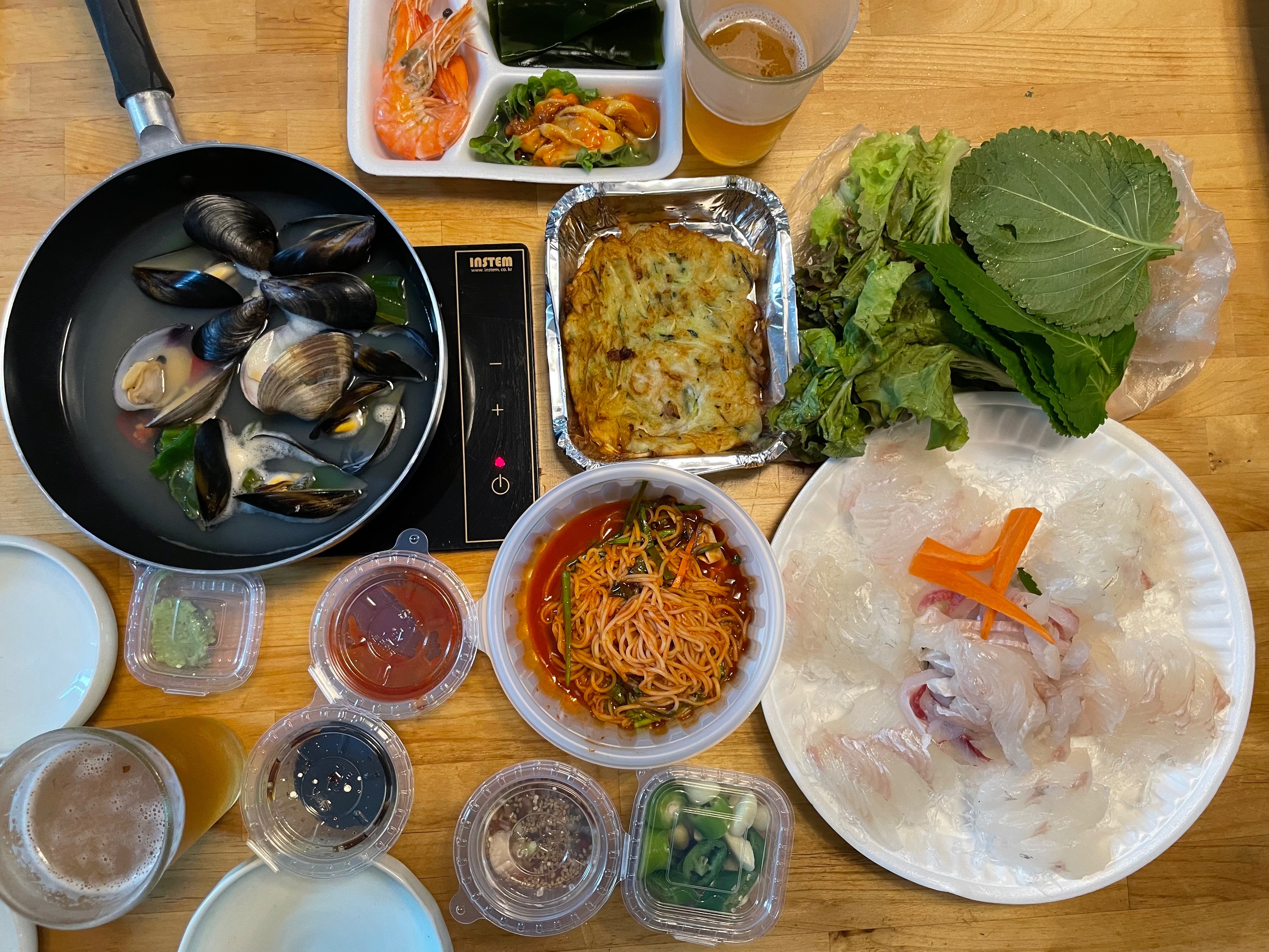 포장했습니다 회도 맛있고 다른 음식도 다 맛있습니다 - 송정 맛집 송정 소문난 횟집