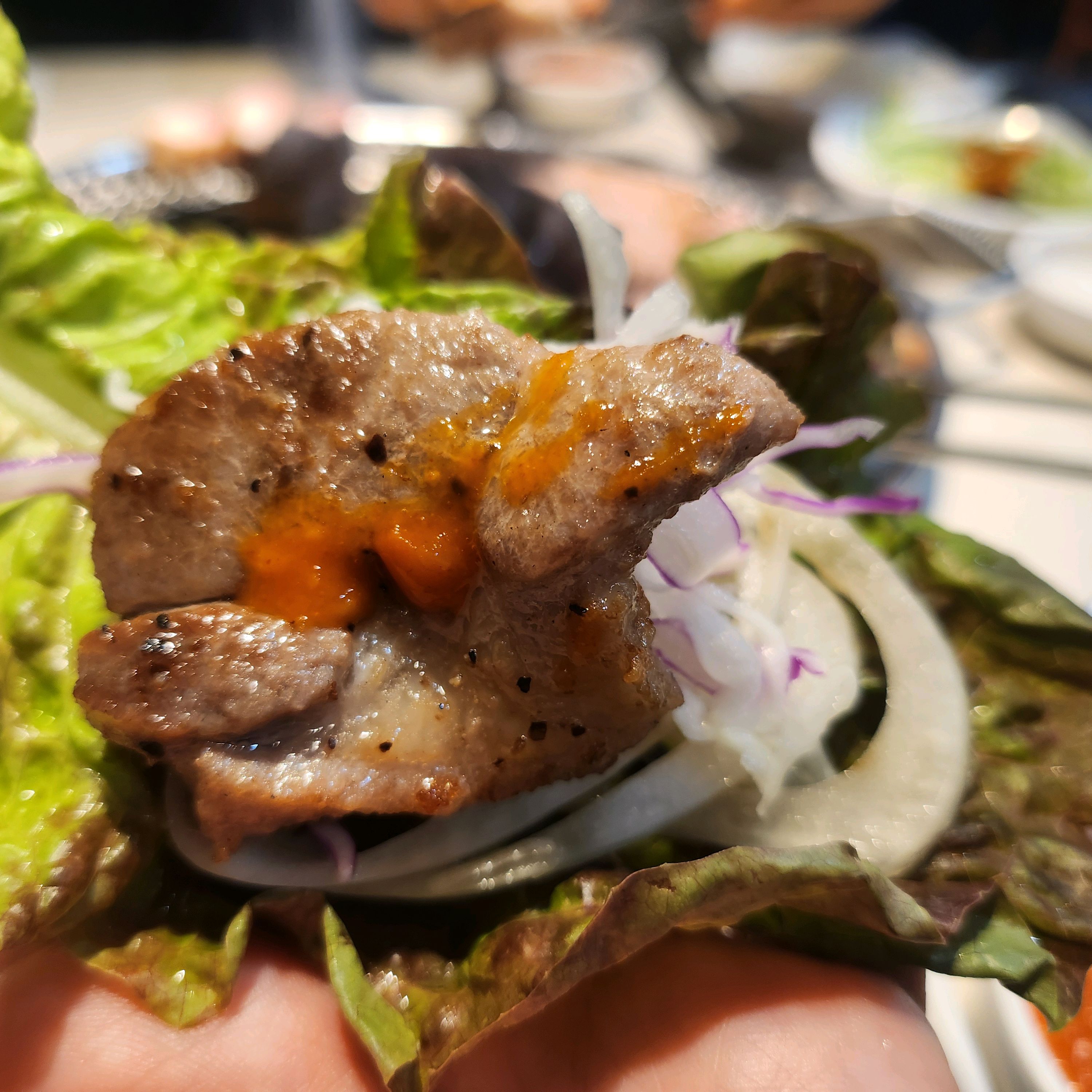 상추배추 손질이 부족한 느낌이 있었네요 - 솔샘역 맛집 명륜진사갈비 서울미아점