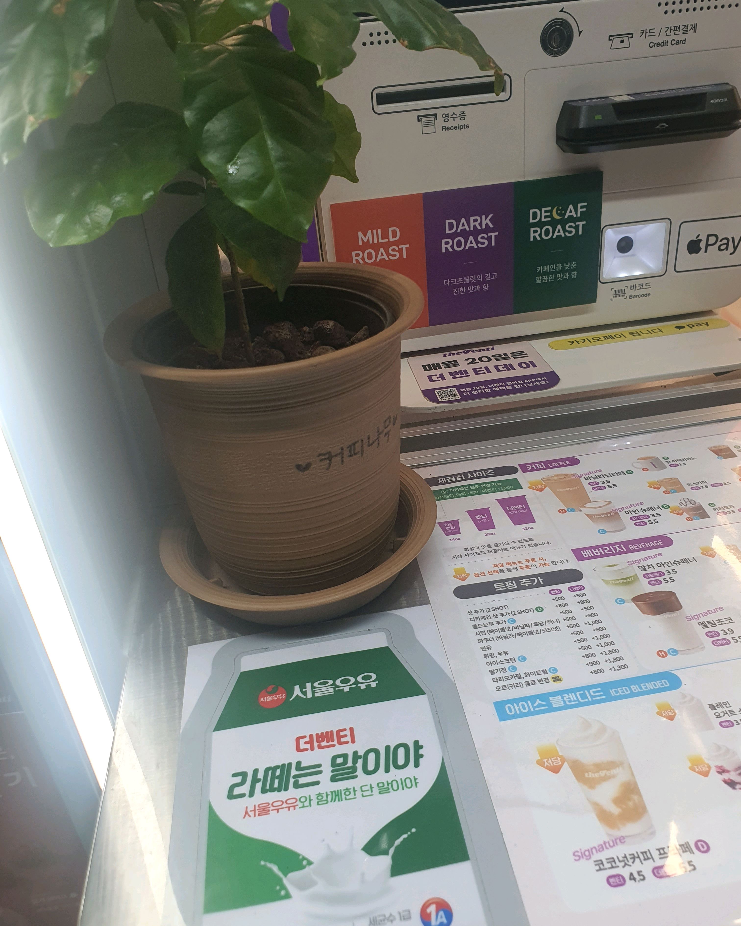 한국 서울 상봉역 주변 버블티 카페. 더벤티 사가정아이파크점