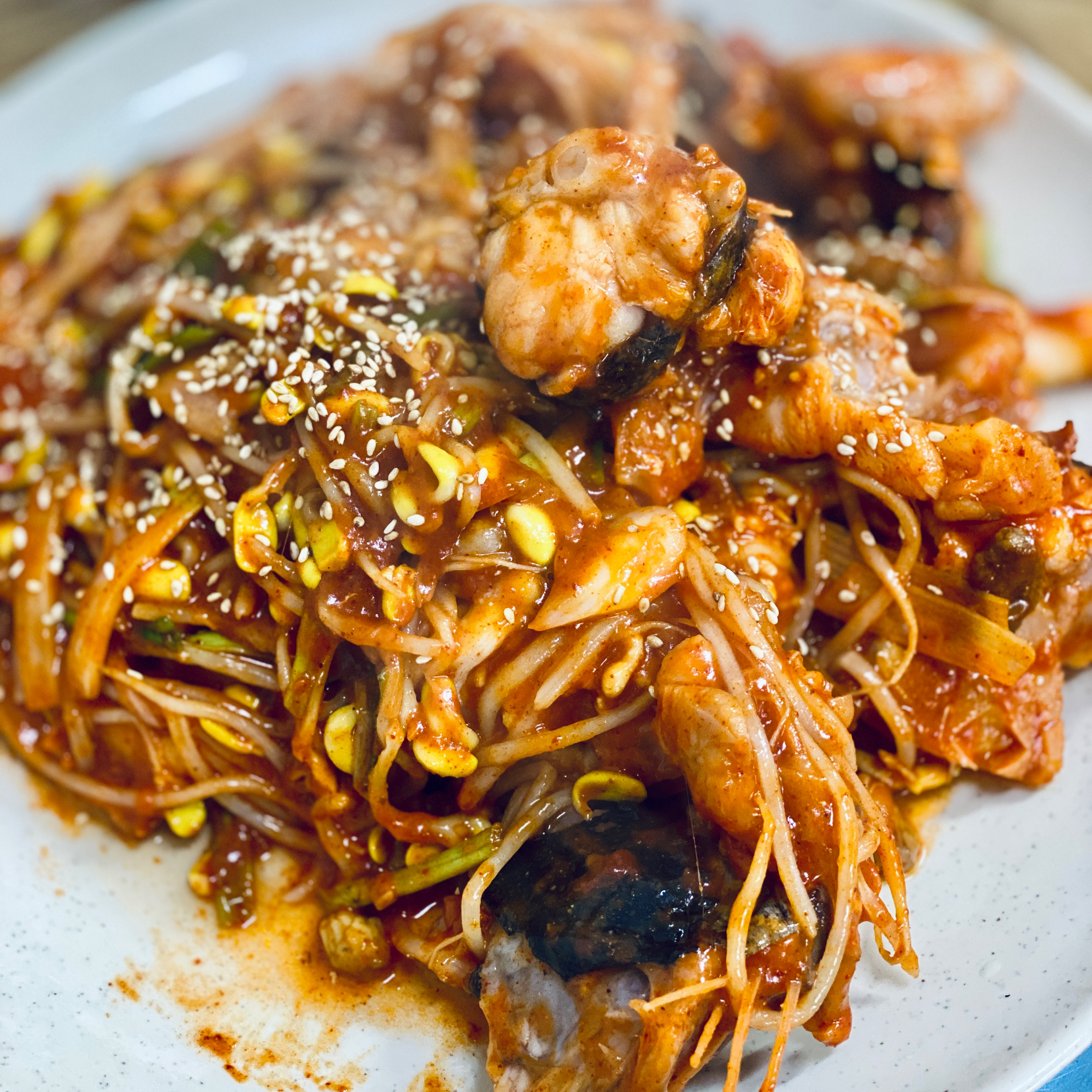 폭력적인 비쥬얼의 아구찜 소짜 4맨원 - 천호동 맛집 해남낙지 천호본점