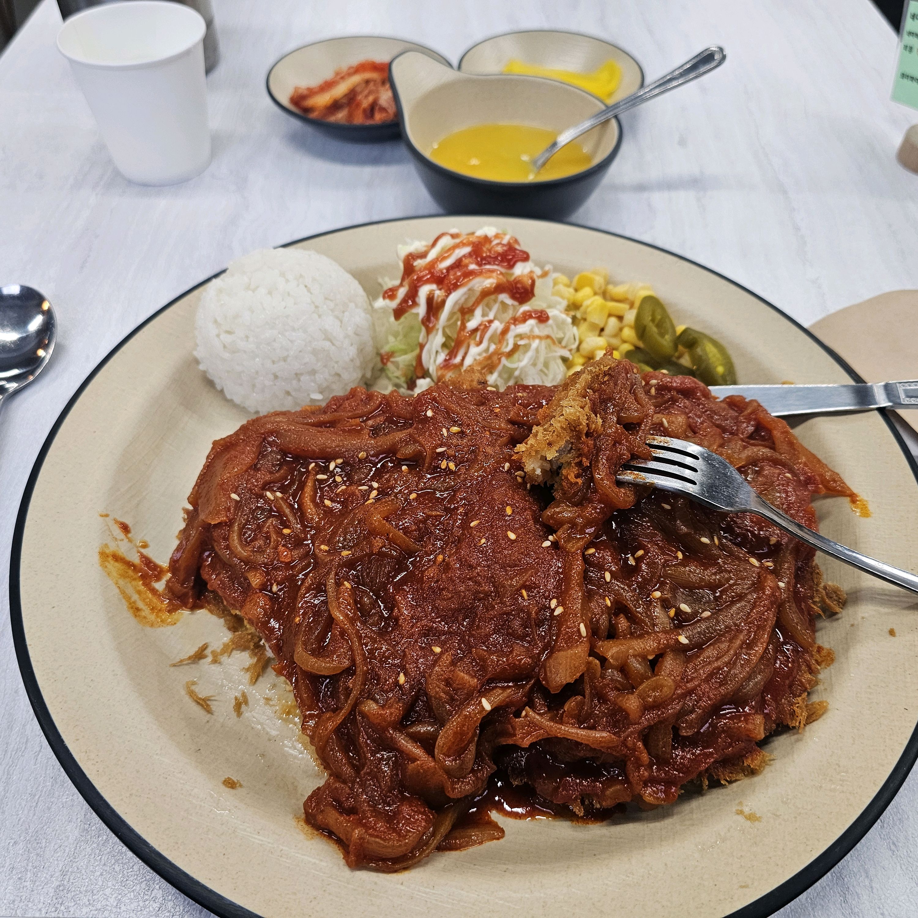빨강까스 먹었습니다. - 대전 맛집 하랑소바 전민동본점