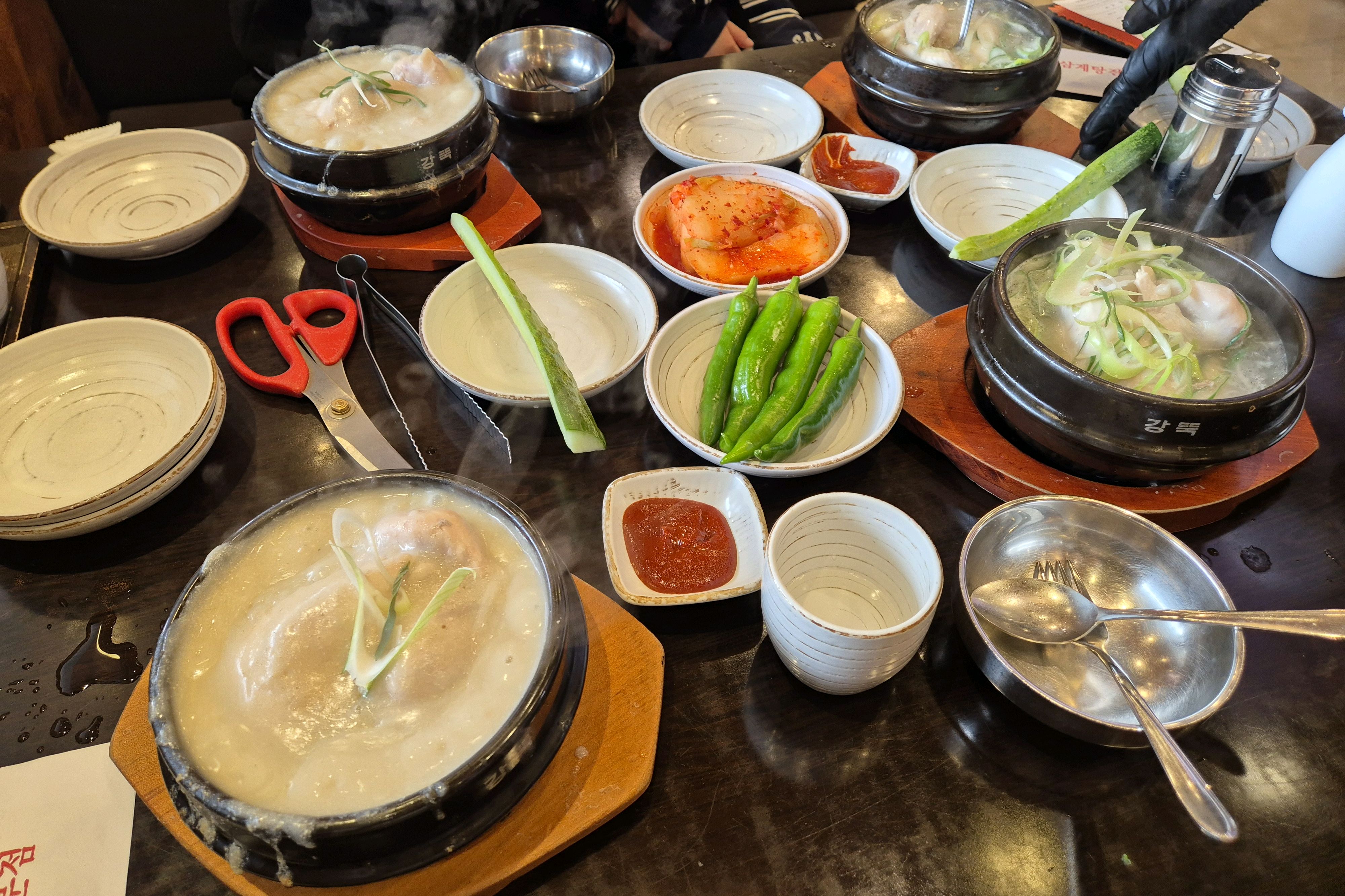 들깨삼계탕이 더 부드러운 느낌이에요. 다 먹고 나니 땀이 줄줄. 몸보신 제대로 한 기분입니