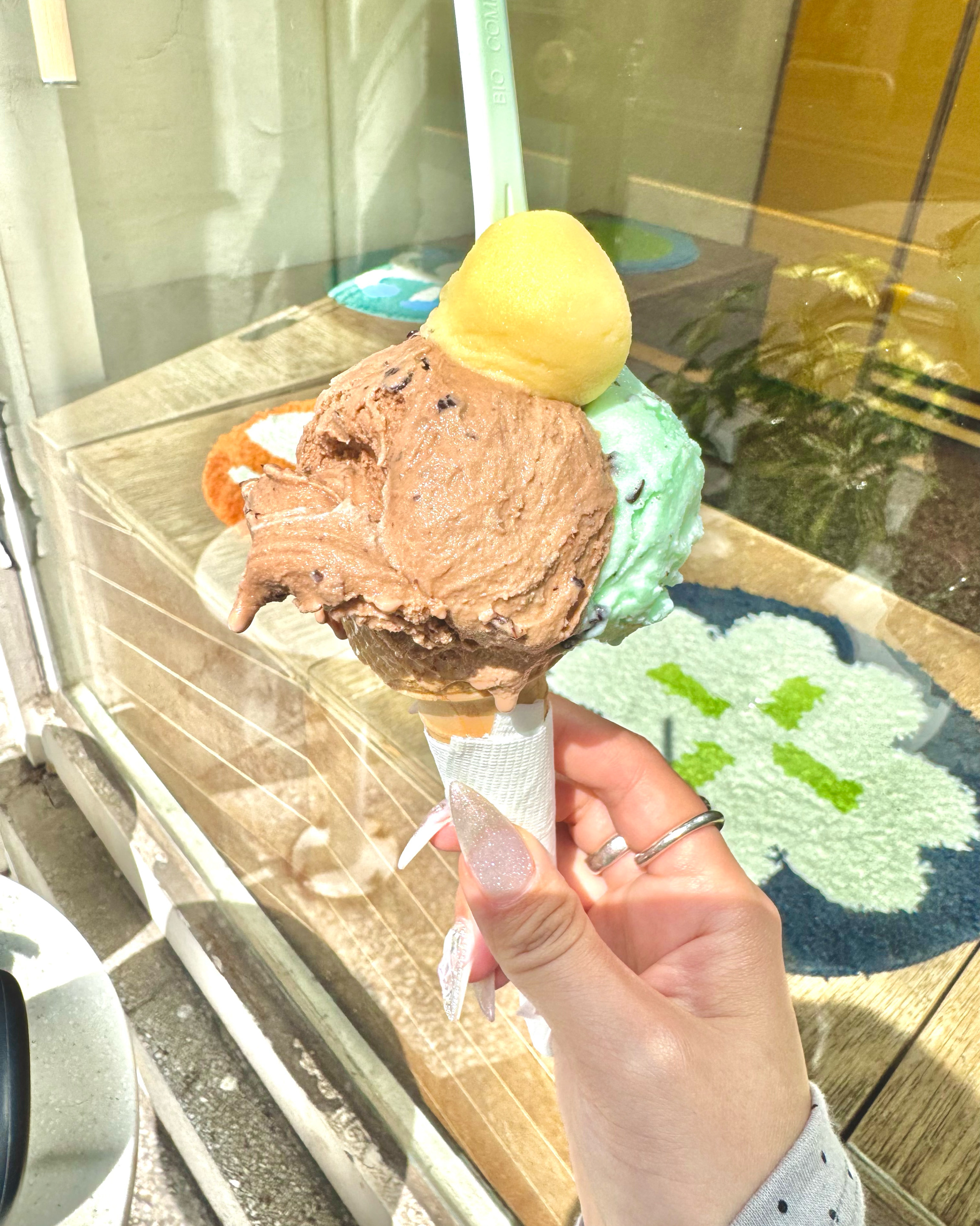 따뜻한 날 햇볕 쬐며 아이스크림을 먹고 싶어 방문했습니다 매장 내부는 아담하고 깔끔했구요 - 망원동 맛집 당도
