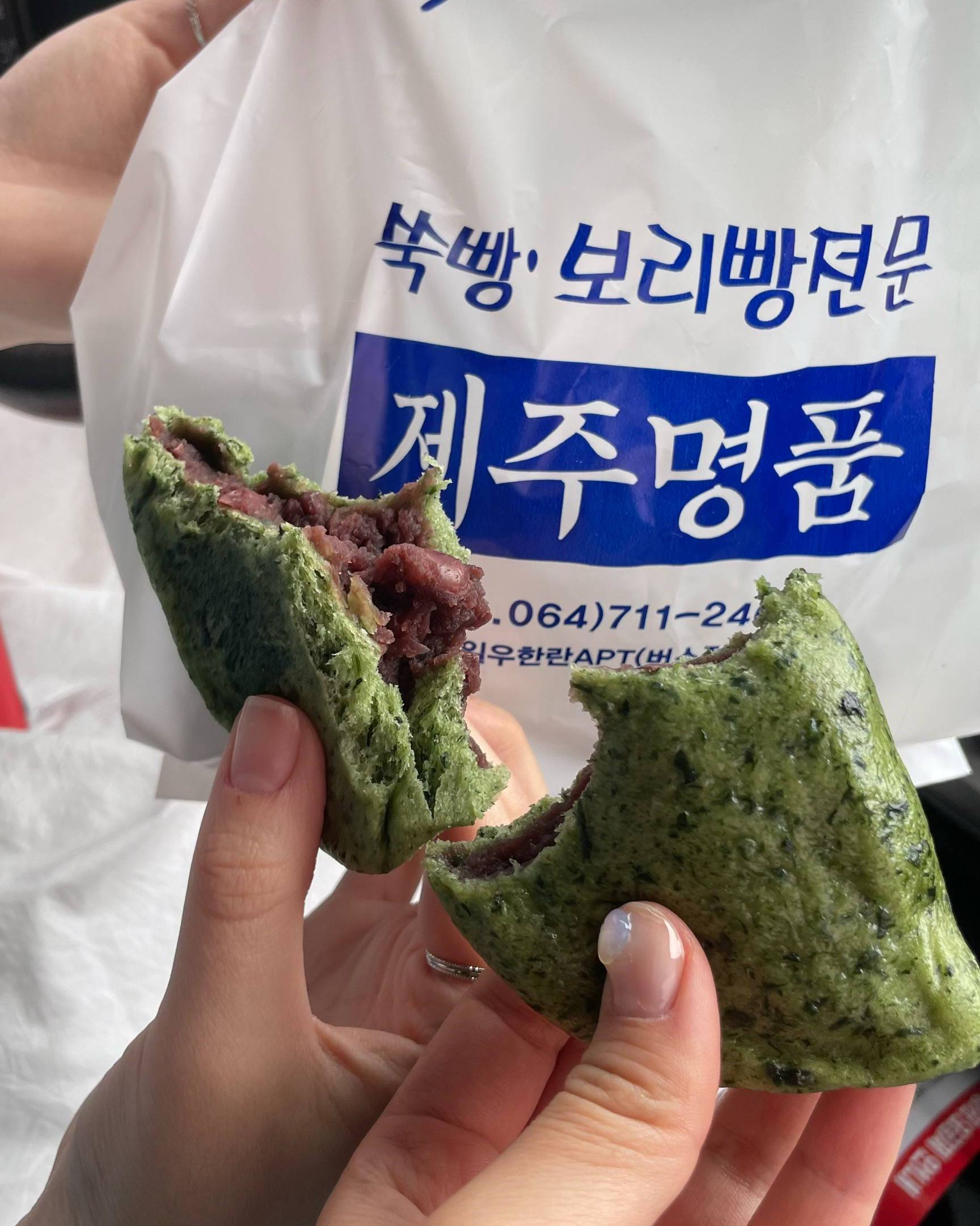 제주도 비행기 내리고 처음으로 사먹은거 !! 아니 진짜 맛있어요 쑥향도 엄청 찐해요 또 먹
