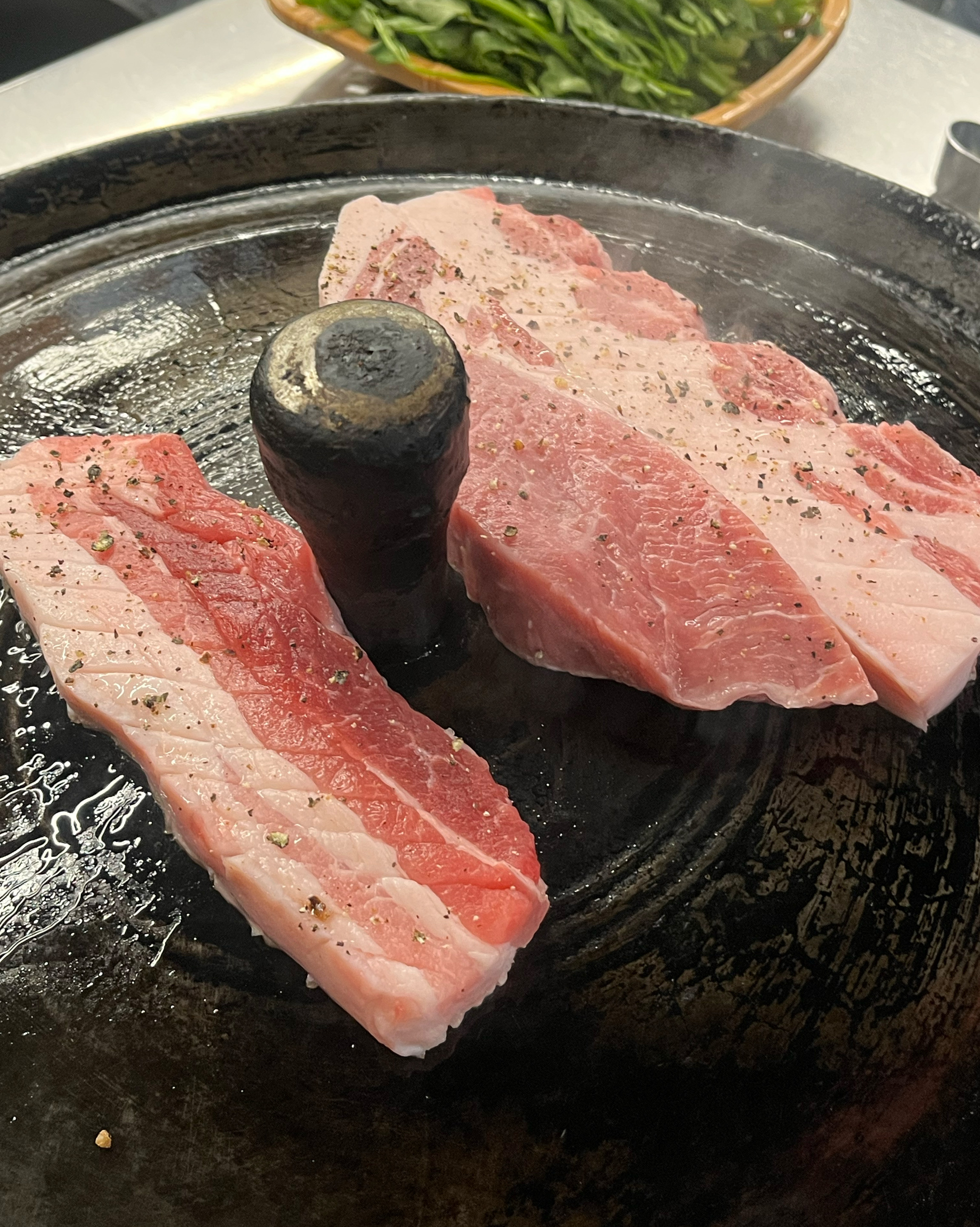 미나리 삼겹살 너무 맛있어요 - 불당동 맛집 목구멍 신불당점