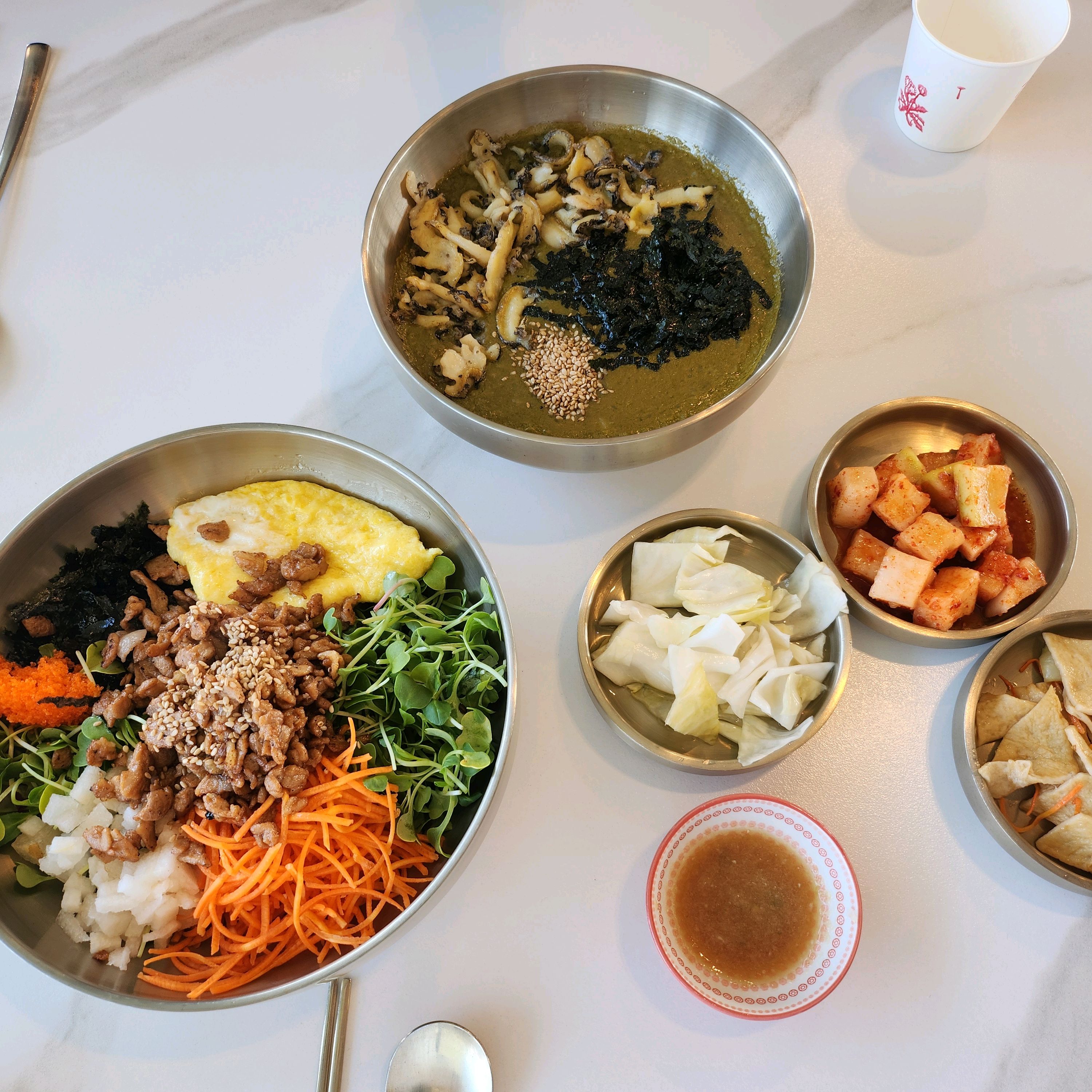 중2초4딸과 제주 도착후 아침식사~ - 제주 맛집 안녕전복