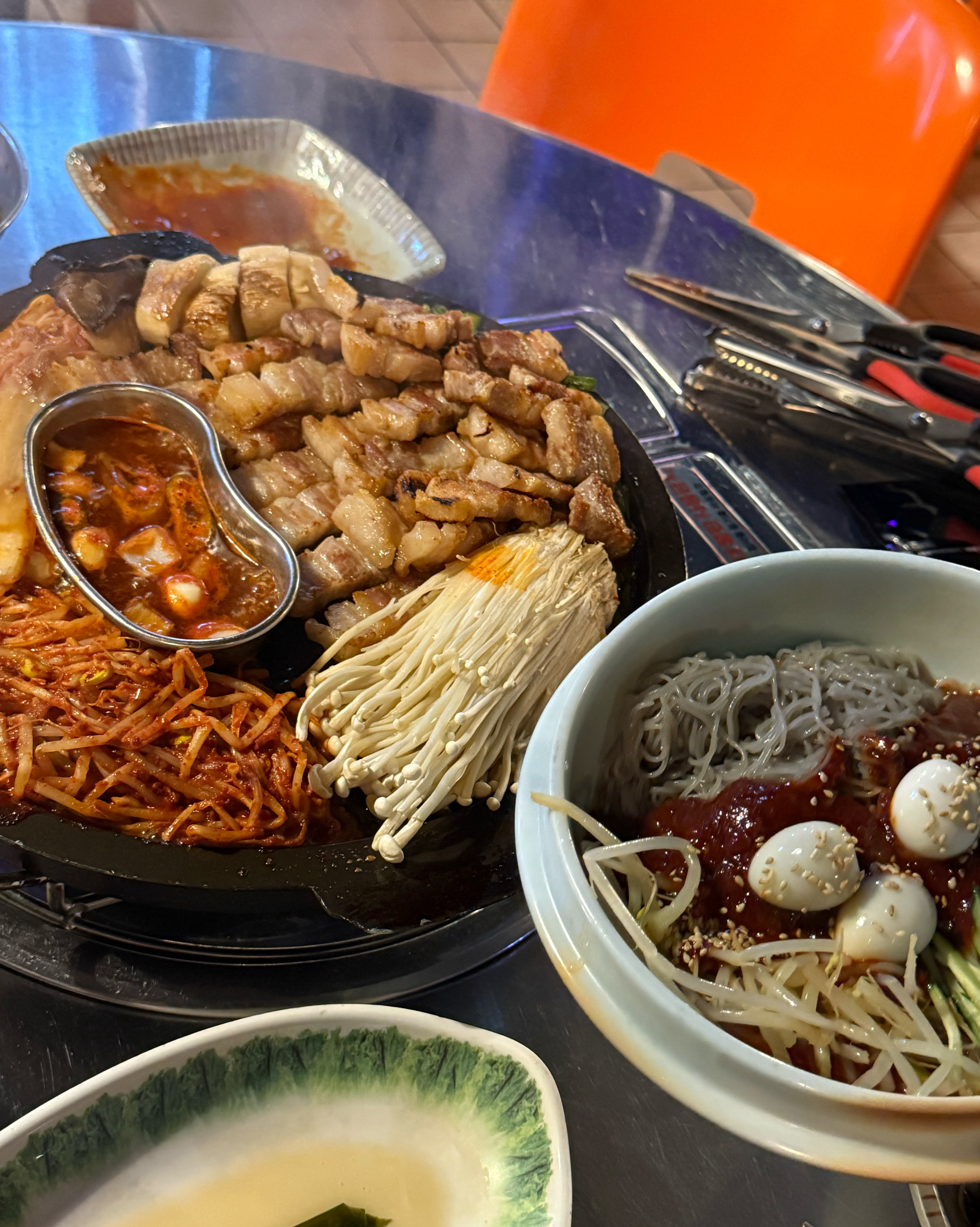 삼겹한판+비빔냉면 먹음! - 대구 맛집 미진삼겹살