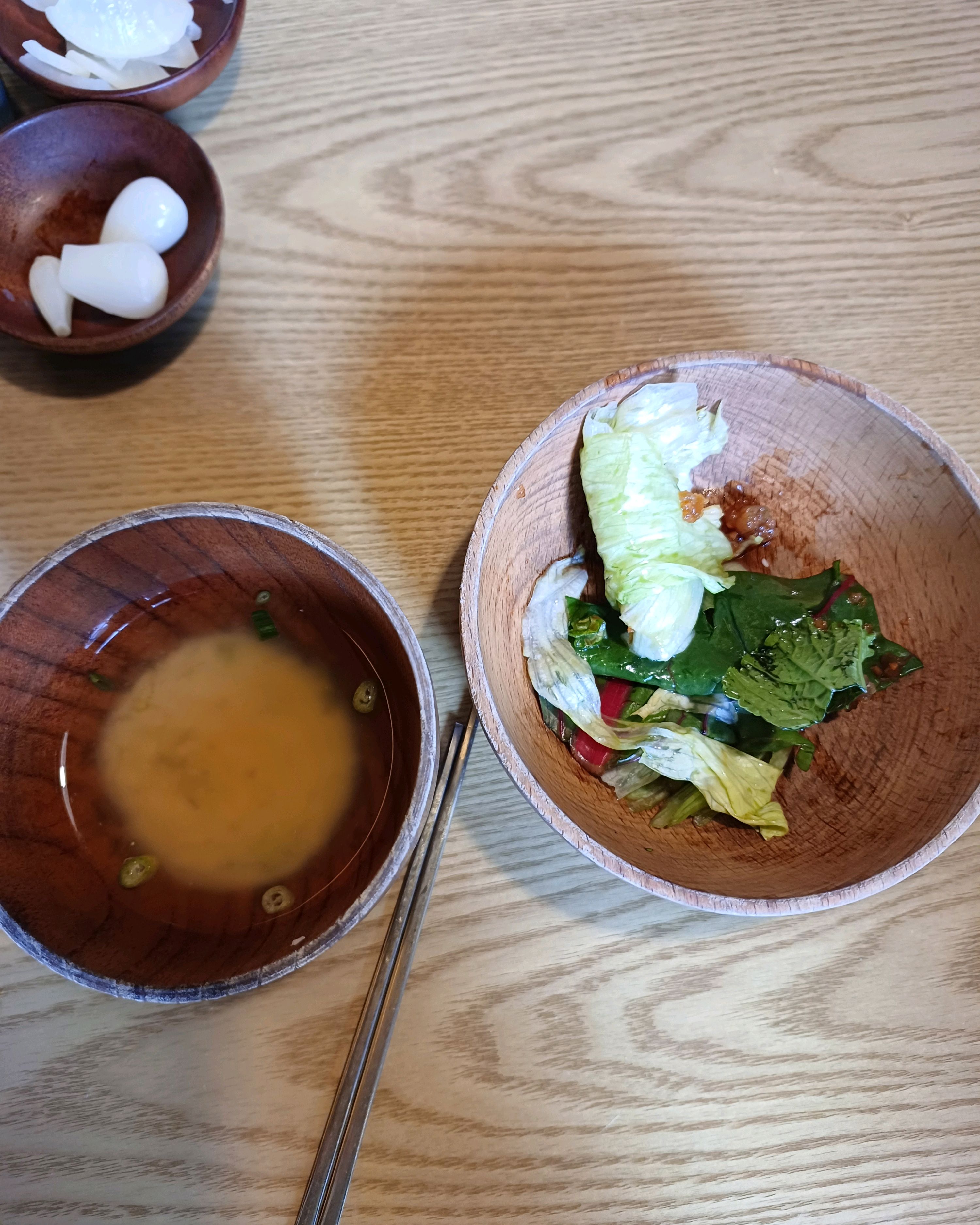식전 샐러드와 미소 된장국 - 대전 맛집 초미당 세번째