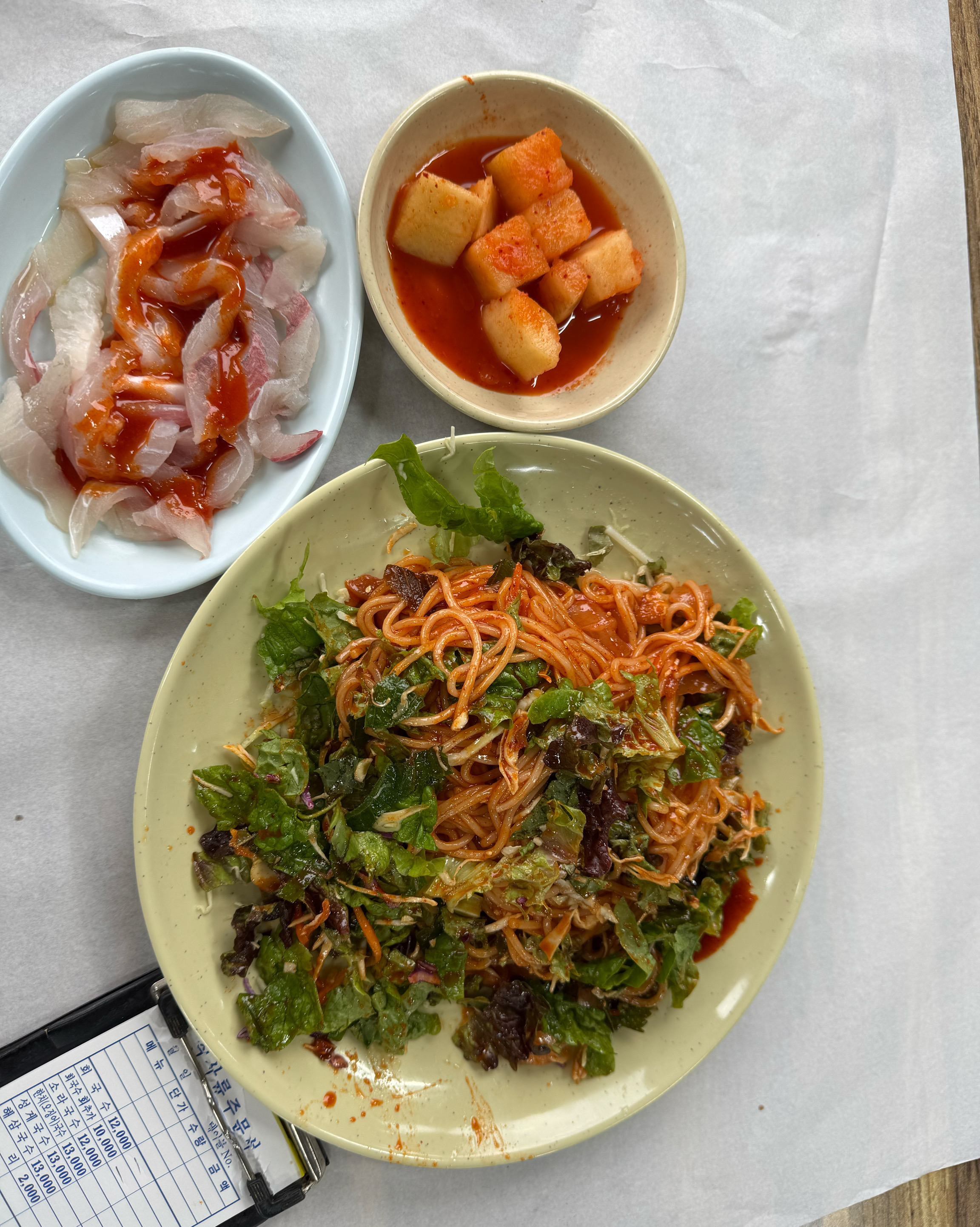 회국수에 회추가해서 먹었어요 맛나요~ - 제주 맛집 해녀촌