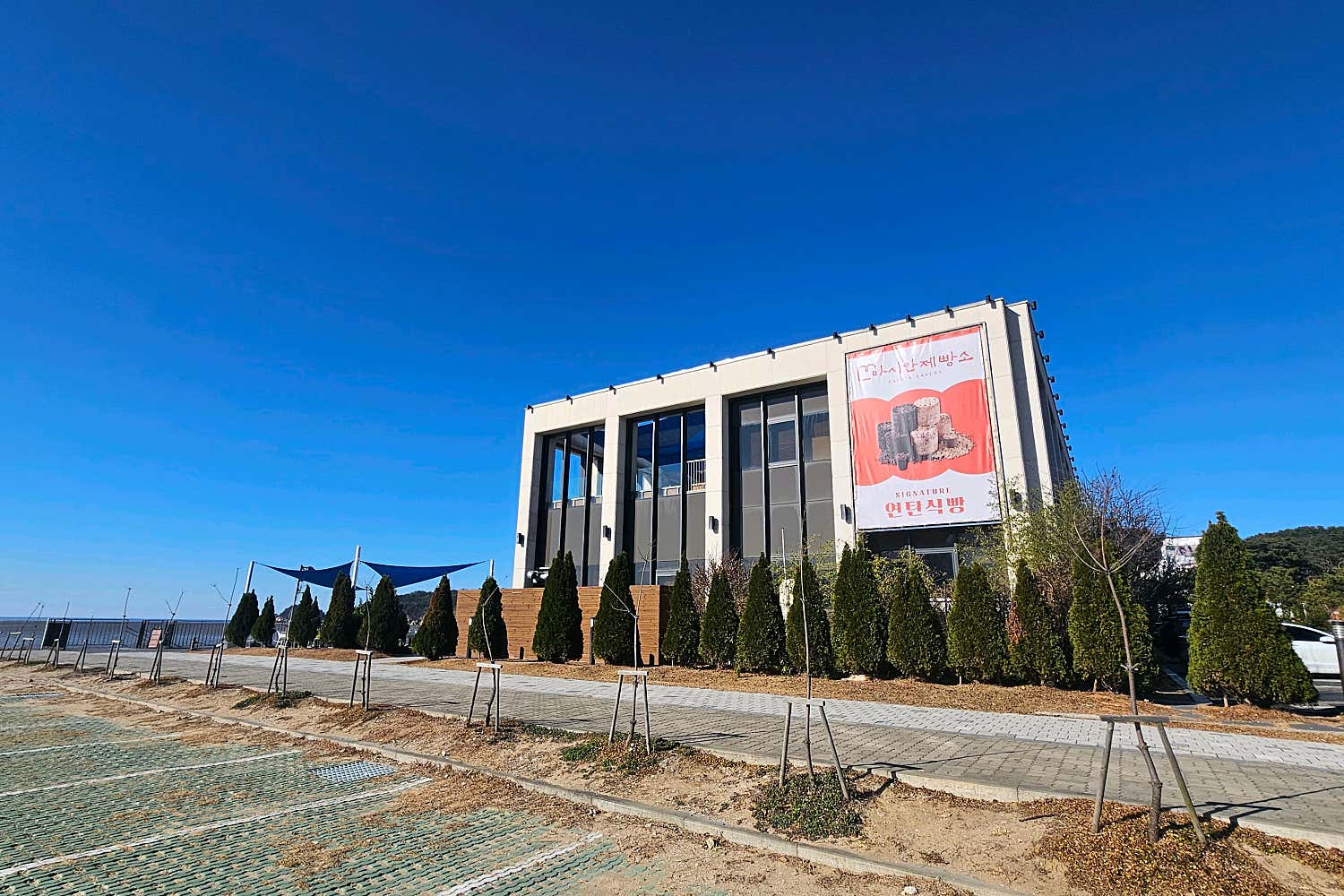 다양한 빵이 진열된 마시안제빵소 베이커리