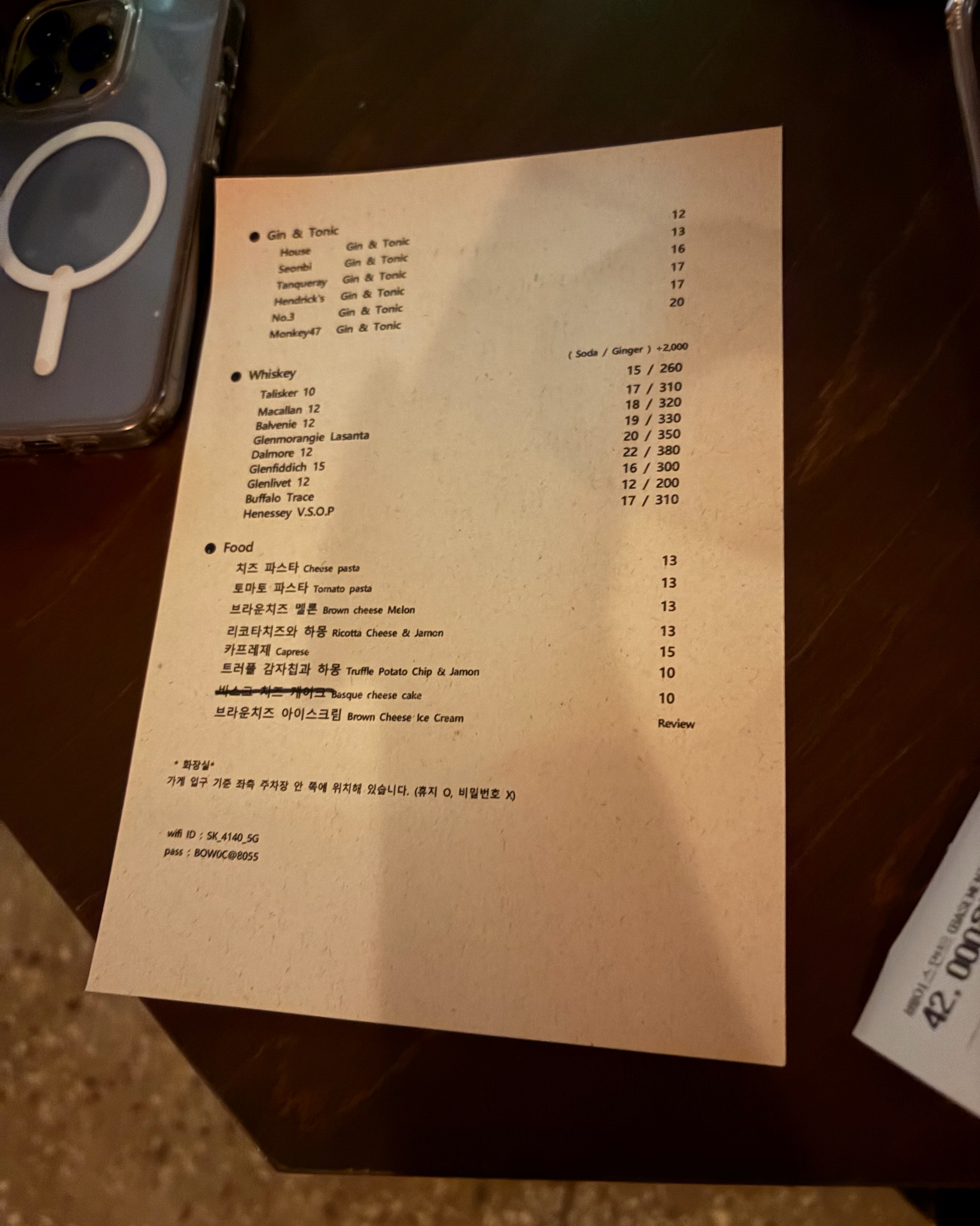 Menu board