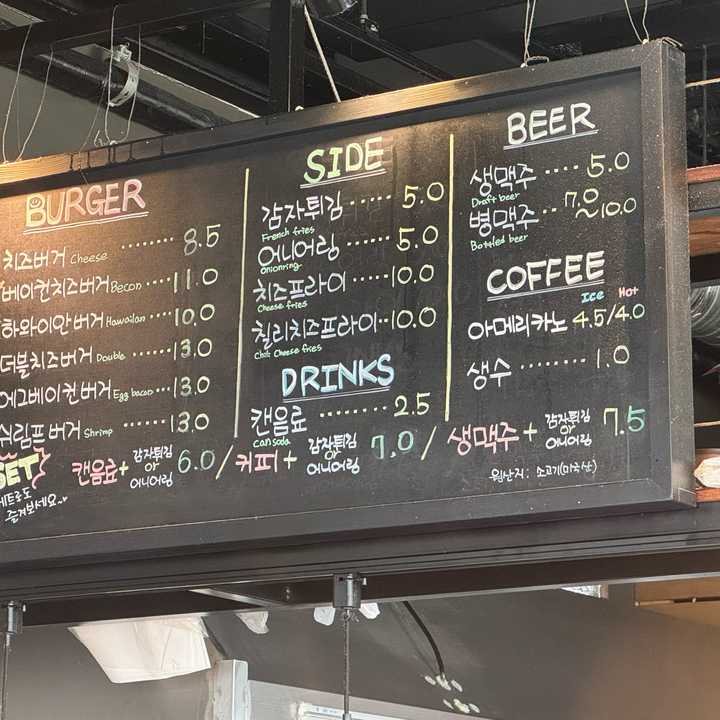Menu board