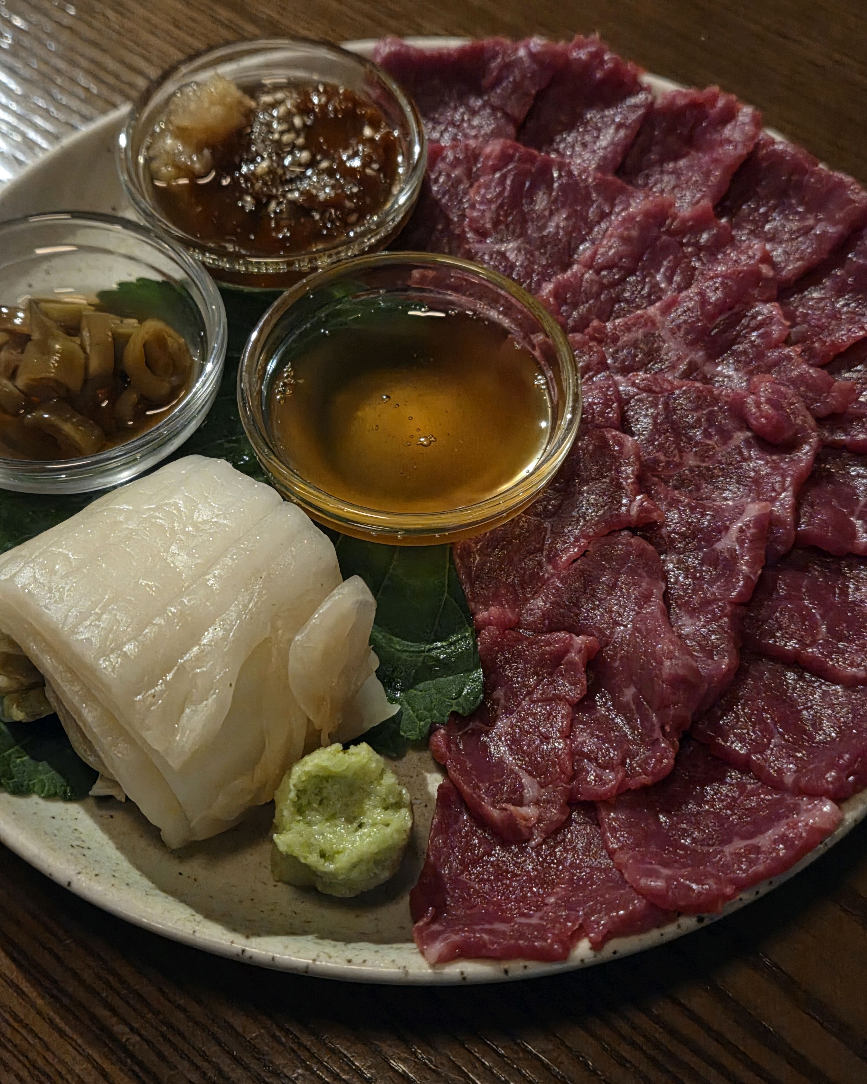 Raw beef sashimi