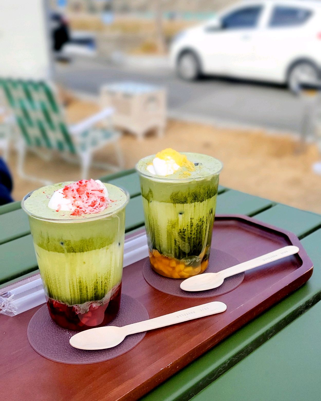 Strawberry matcha latte
